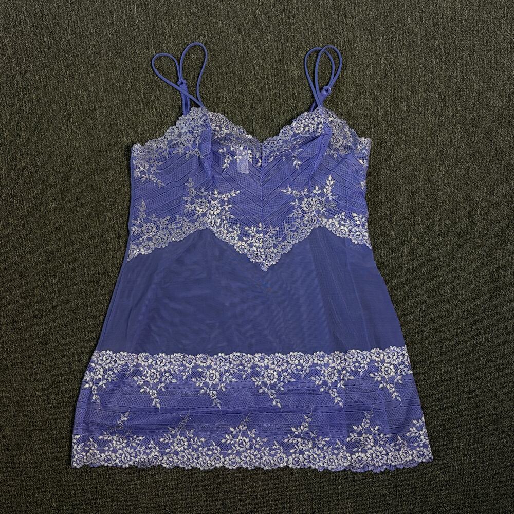 Vintage Y2k Purple Lace Sparkle Sheer Cami Tank Top Lingerie Dress Women's XL